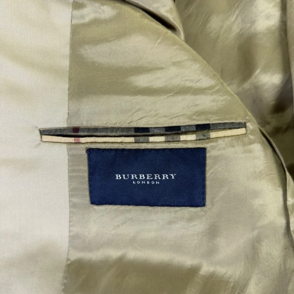 Burberry Blazer Jacket Mens 42‎ Long Beige Khaki Kensington Wool Luxury Business